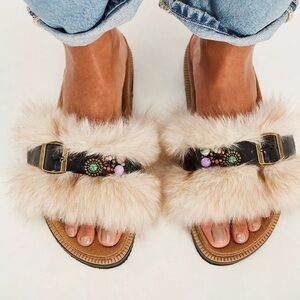 Free people Frankie Faux Fur Slide Sandals